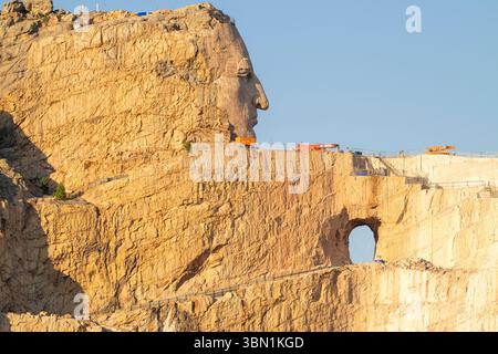 Mémorial Crazy Horse en construction, 2025, Black Hills, comté de Custer, Dakota du Sud, USA, par Dominique Braud/Dembinsky photo Assoc Banque D'Images