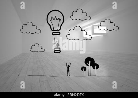 Graphique ballon chaud sur fond gris Banque D'Images