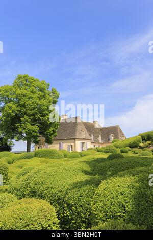Jardins de Marquyssac près de Beynac le long de la Dordogne dans la région du Périgord en France Banque D'Images