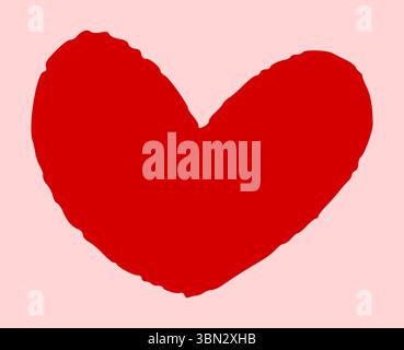 Icône de cœur rouge dessinée à la main. Craie, pinceau et crayon coeur, symbole d'amour pour le mariage. Illustration isolée de Vector Doodle Illustration de Vecteur
