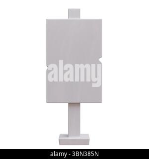 Signe en bois vierge sur le poteau isolé sur blanc, rendu 3D. Banque D'Images