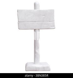Signe en bois vierge sur le poteau isolé sur blanc, rendu 3D. Banque D'Images