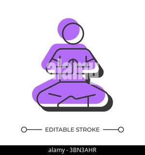 Icône de ligne d'ombre décalée de méditation Illustration de Vecteur