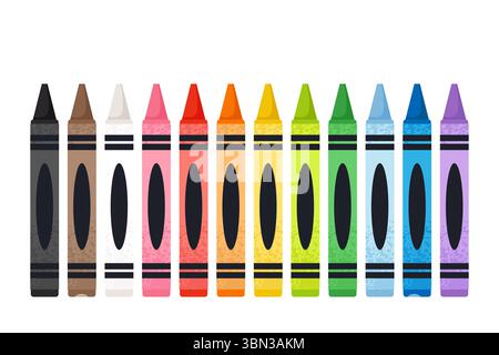 Un ensemble de crayons contient douze couleurs. Illustration isolée vectorielle dans un style plat Illustration de Vecteur