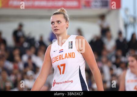 Oulan-Bator, Mongolie. 29 juin 2025. Finale de la Coupe du monde féminine FIBA 3x3 2025 entre les Nederland et la Mongolie sur la place Sukhbaatar. Crédit : L.Enkh-Orgil. Banque D'Images