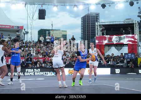 Oulan-Bator, Mongolie. 29 juin 2025. Finale de la Coupe du monde féminine FIBA 3x3 2025 entre les Nederland et la Mongolie sur la place Sukhbaatar. Crédit : L.Enkh-Orgil. Banque D'Images