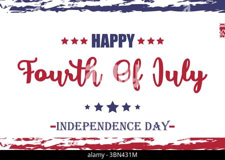 Joyeux 4 juillet Independence Day Modern Text Typography USA modèle de drapeau abstrait Illustration de Vecteur