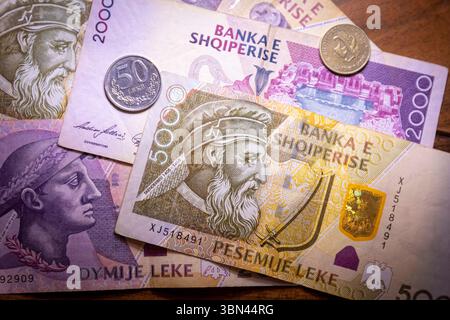 Lek, unité monétaire de l'Albanie Banque D'Images