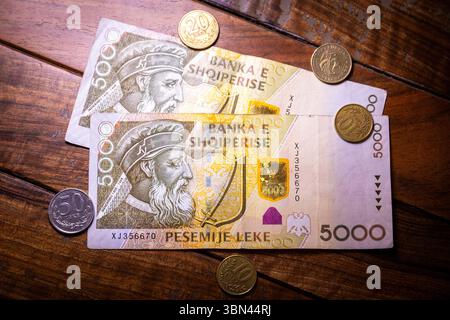 Lek, unité monétaire de l'Albanie Banque D'Images