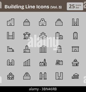 Icônes de ligne de bâtiment (vol.3) Illustration de Vecteur