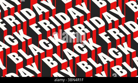Fond moderne Black Friday dans un style isométrique. Design géométrique avec texte 3D diagonal. Illustration vectorielle Illustration de Vecteur