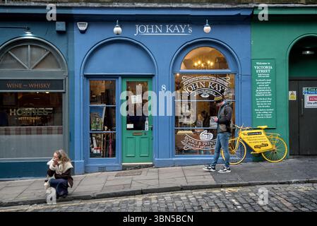 John Kay's Bookshop sur Victoria Street, Édimbourg, Écosse, Royaume-Uni. Banque D'Images