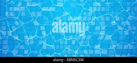 Motif d'ondes ondulées de surface d'eau bleue. Surface de la piscine d'eau texture d'été fond propre aquatique. Illustration de Vecteur