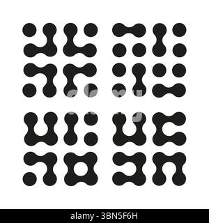 Jeu d'icônes Metaball. Symboles de points connectés isolés sur fond blanc. Cercles abstraits dépliés. Concevoir des éléments minimalistes, modèle Illustration de Vecteur
