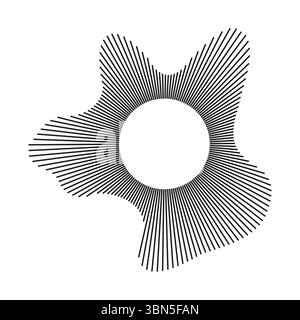 Onde circulaire. Symbole vocal. Cadre radial.lignes circulaires sonores. Maquette de bague sonore. Motif de cadre ondulé. Rayons radiaux. Logo de l'égaliseur, radial Illustration de Vecteur