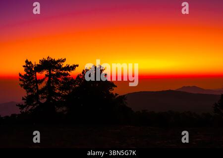 Samurai Sunrise dans les montagnes Troodos, Chypre - photographie d'art par Paco Banque D'Images