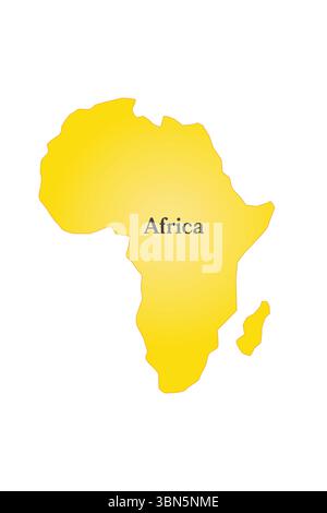 'Carte jaune de l'Afrique avec étiquette - contour du continent africain' Illustration de Vecteur