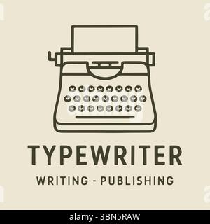 Icône classique d'art de ligne de machine à écrire pour l'écriture créative et la conception de thème de publication Illustration de Vecteur