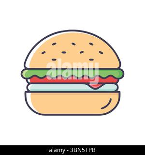 « Délicieux hamburger avec des ingrédients frais - parfait pour votre prochain repas » Illustration de Vecteur