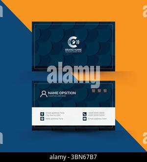 Modèle de conception vectorielle de carte de visite créative double face Illustration de Vecteur