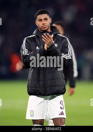 Photo du dossier datée du 09-04-2025 de Marcus Rashford d'Aston Villa qui est retourné à Manchester United après qu'Aston Villa a choisi de ne pas rendre son déménagement permanent. Date d'émission : lundi 30 juin 2025. Banque D'Images