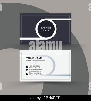 Modèle de conception de carte de visite foncé et blanc Illustration de Vecteur