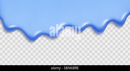 Crème glacée bleue fondue avec des bords coulants - liquide brillant goutte à goutte sur la couche transparente. Illustration de Vecteur