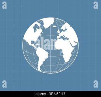 Carte du monde définie. Cartes du globe Europe, Asie, Amérique, Océanie. Icônes de globe du monde isolé sur fond bleu. Globes terrestres. Illustration de Vecteur
