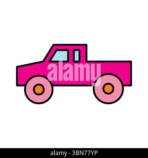 petit vecteur de conception d'icône de dessin animé de camion rose Illustration de Vecteur
