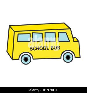 illustration vectorielle de conception d'icône de bus scolaire de dessin animé simple Illustration de Vecteur