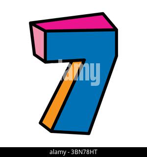 sept ou numéro 7 vecteur logo illustration colorée de conception ludique Illustration de Vecteur