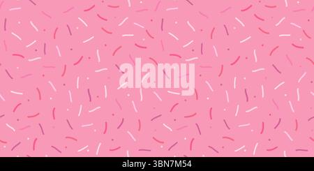 Motif simple à saupoudrer sans couture. Glaçage beignet rose avec des saupoudrages décoratifs colorés. Illustration vectorielle dans le style scandinave Illustration de Vecteur