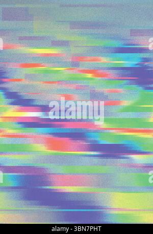 Fond d'affiche demi-teinte glitch coloré avec des motifs arc-en-ciel vibrants avec des textures déformées et des dégradés, créant une exper visuelle abstraite Banque D'Images