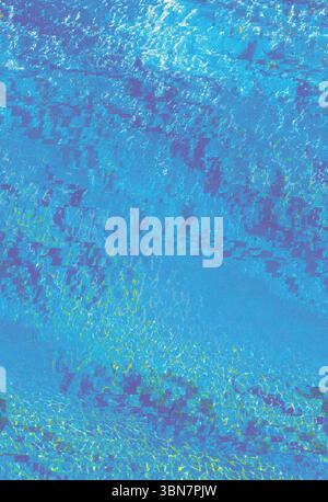 Un fond d'affiche en demi-teinte éclatant avec un tableau abstrait de teintes bleues avec des textures en pointillés et des accents chatoyants, créant un energeti Banque D'Images