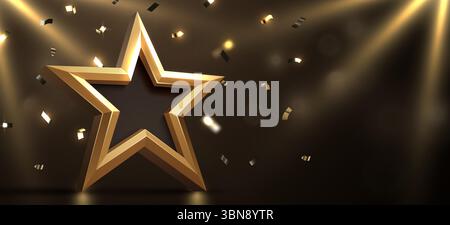 Étoile gagnante en or. Concept de victoire, réalisation, succès, récompense du vainqueur. Illustration vectorielle Illustration de Vecteur
