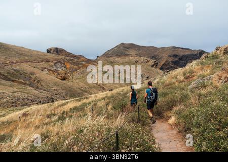Route de randonnée Ponta de San Lorenzo sur l'île de Madère. Loisirs actifs et trekking à Madère. Banque D'Images
