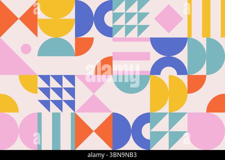 Fond géométrique abstrait. Motif coloré du milieu du siècle. Design moderne dans un style doodle. Toile de fond à la mode vectorielle Illustration de Vecteur