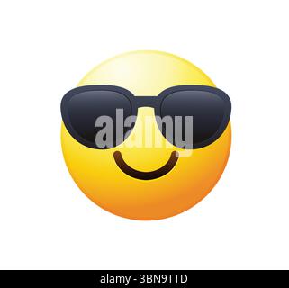 Émoticône de haute qualité avec lunettes de soleil. Vecteur emoji. Visage souriant cool avec illustration vectorielle de lunettes de soleil. Lunettes de soleil emoji. Illustration de Vecteur