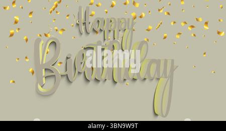Signe de joyeux anniversaire avec typographie gras sur fond coloré confettis – affiche de bannière de célébration Illustration de Vecteur