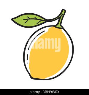 Icône de citron dans le style doodle. Simple élément de conception de vecteur de fruits frais dessiné à la main Illustration de Vecteur