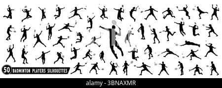 Silhouettes de joueur de badminton masculin et féminin Illustration de Vecteur