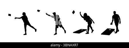 Cornhole jouant silhouette Illustration de Vecteur