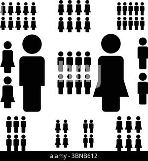 Icône personnes vecteur hommes et femmes groupe de personnes symbole avatar pour l'équipe de gestion d'entreprise dans l'illustration de pictogramme de glyphe couleur plate Illustration de Vecteur