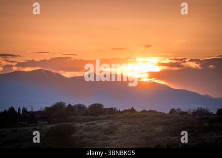 Coucher de soleil sur les montagnes de Salt Lake City Utah USA Banque D'Images