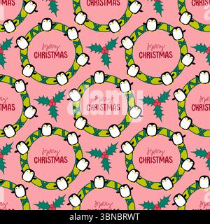 Motif de pingouin sans couture animaux de Noël pour l'emballage du papier et des tissus et des draps et des vêtements pour enfants imprimés et emballage du nouvel an et pac d'hiver Noel Banque D'Images