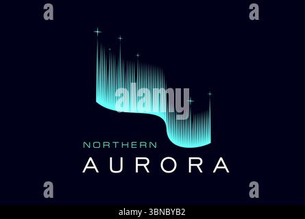 Icône de lumière d'onde aurore boréale du ciel du Nord. Start-up Company Northern Borealis symbole de vecteur d'onde, signe de lueur aurore polaire. Emblème graphique Arctic aurora ou icône abstraite Night Sky Light de marque commerciale Illustration de Vecteur
