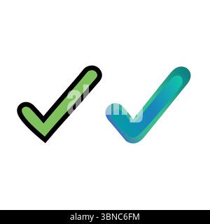 Symbole de coche encadrée. Icône de validation. Vecteur de réussite bordé. Graphique de choix confirmé. Illustration de Vecteur