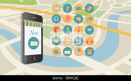 Nouvelles applications d'achat sur smartphone Banque D'Images