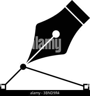 stylo plume noir avec ligne isolée sur blanc, illustration vectorielle. Illustration de Vecteur