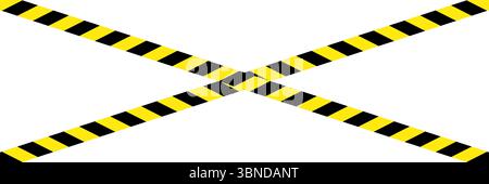 ruban noir et jaune de zone contrôlée croisé sur blanc. Illustration de Vecteur
